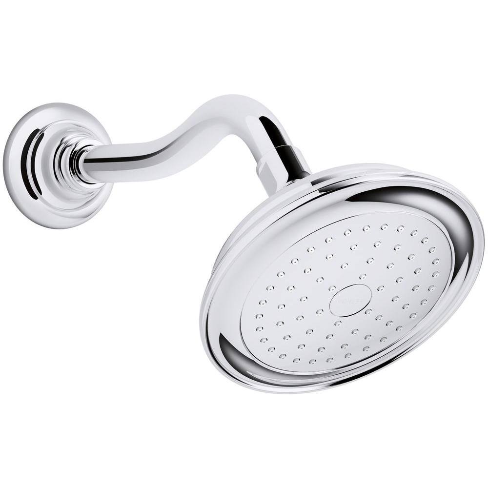 KOHLER Artifacts 1-Spray 6 in. Single Wall Mount Fixed Shower Head in Polished Chrome K-72773-CP