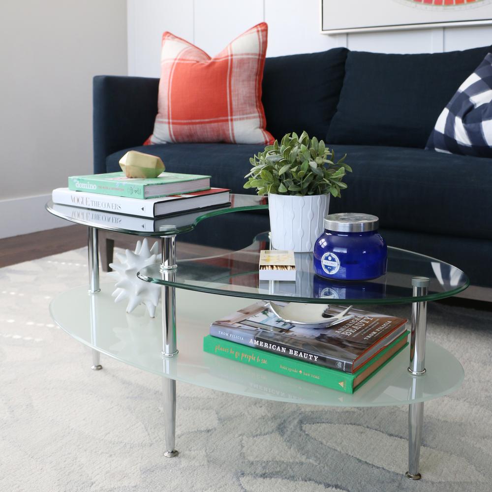 Walker Edison Mid-Century Modern 2-Tier Glass Coffee Table