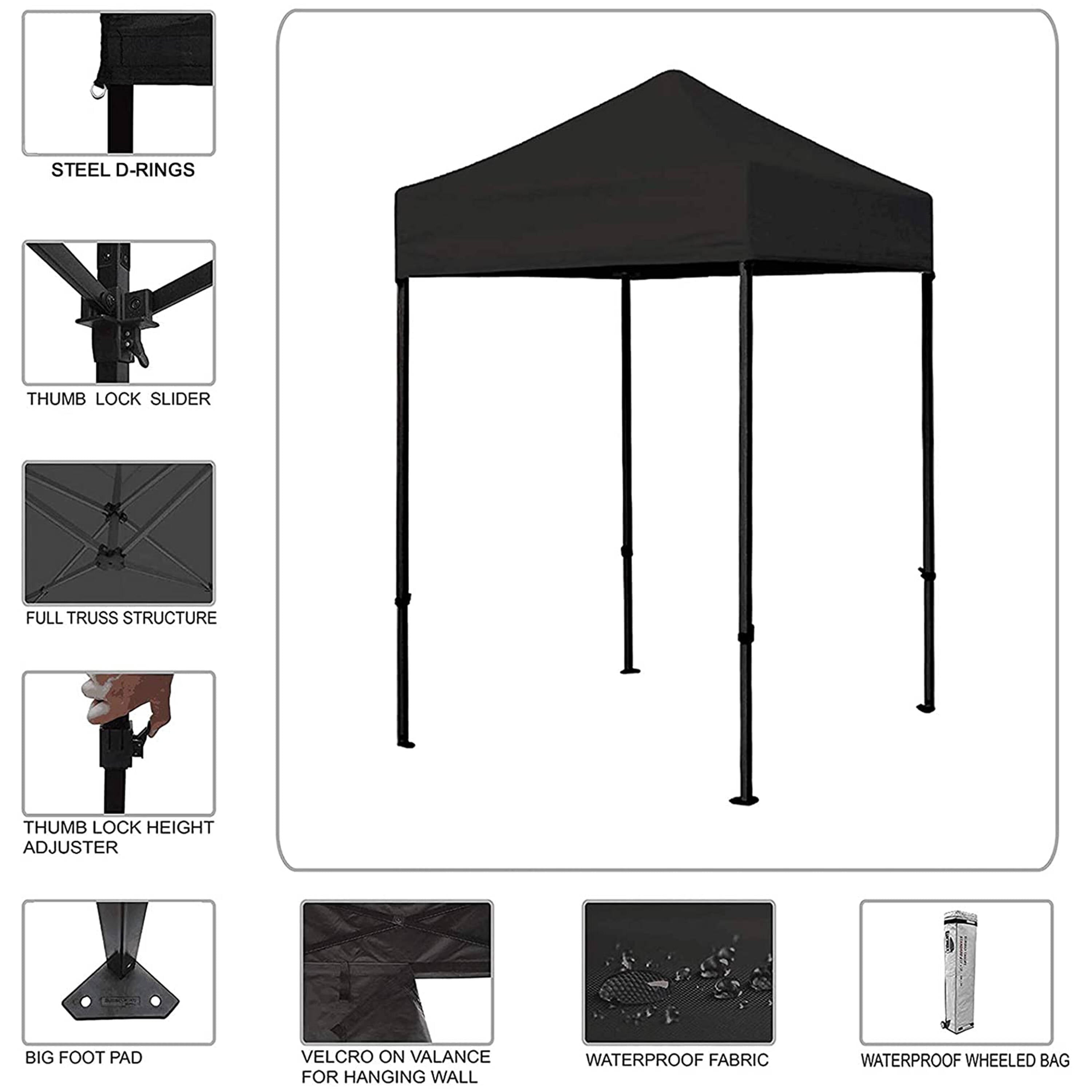 Eurmax 5x5 Pop up Canopy Outdoor Heavy Duty Tent,Black