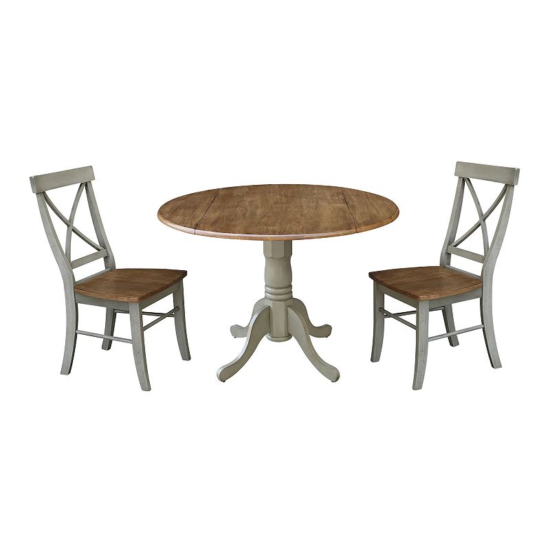 International Concepts Dual Drop Leaf Table with X-Back Chairs 3-pc. Dining Set