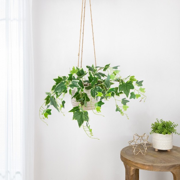 Ivy Artificial Hanging Spring Floral Bush Green white