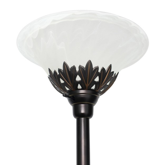 3 light Floor Lamp With Scalloped Glass Shade Elegant Designs