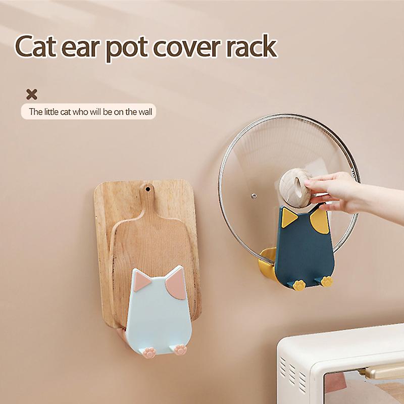 1pc Pot Lid Holder Wall-mounted Hanging Holder For Pan Pot Cover Rack Plastic Kitchen Storage Rack Multifunctional Organizer