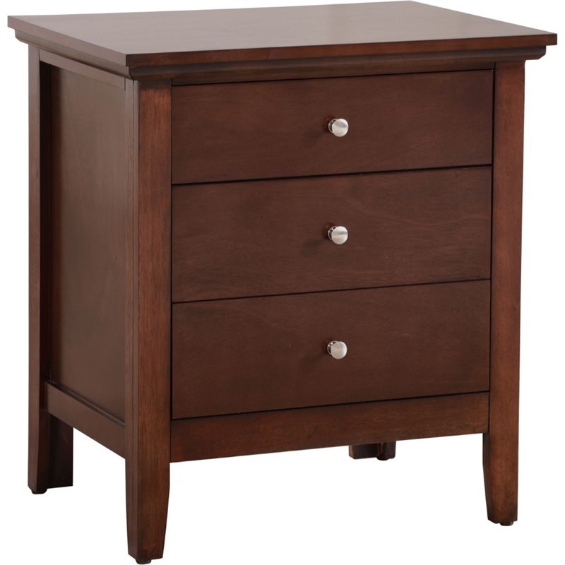 Home Square 3 Drawer Wood Nightstand Set in Cappuccino (Set of 2)