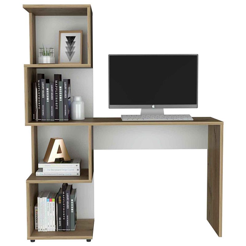 Lincoln Computer Desk with Bookcase and 4 Spacious Storage Shelves