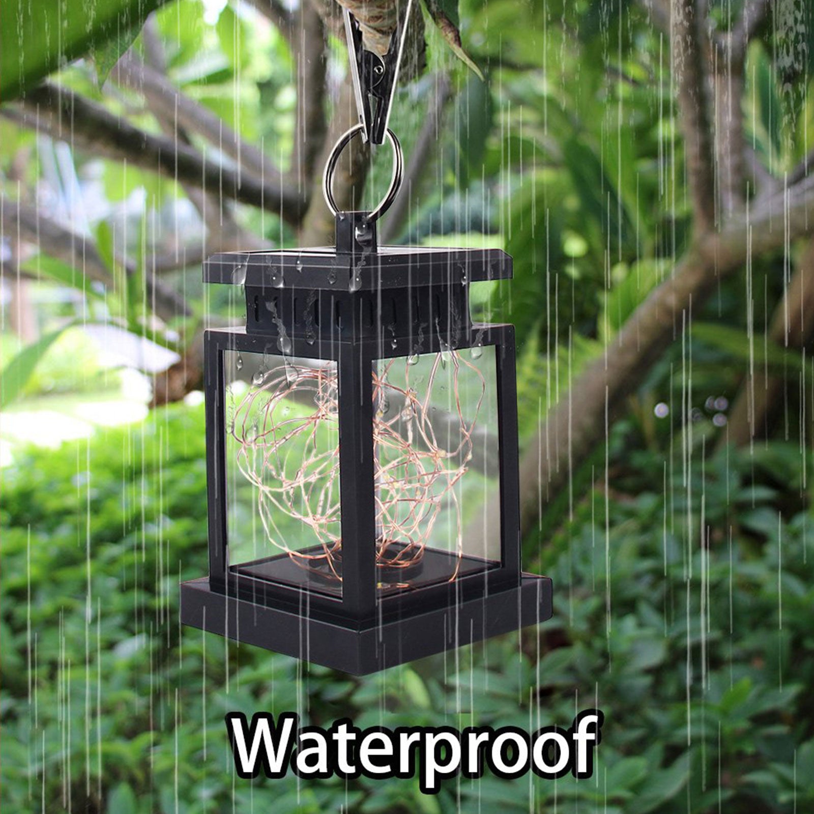 EEEkit Black Solar Outdoor Hanging Lantern With Waterproof