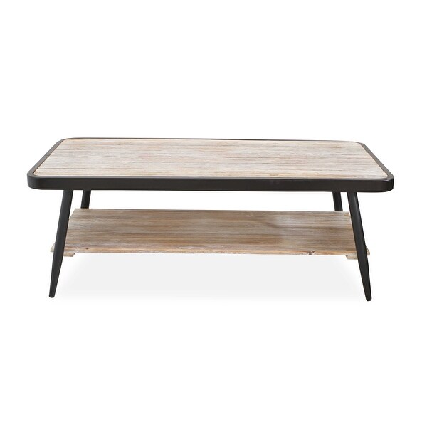 Industrial Style Distressed Whitewash and Gray Coffee Table - 44.7 W x 22 D x 16.2H