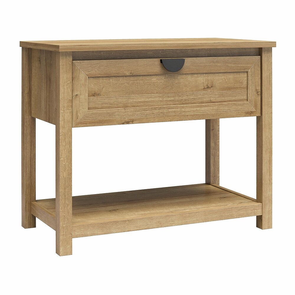 Mr. Kate Primrose Wide 1 Drawer Nightstand with Open Shelf  Ivory Oak