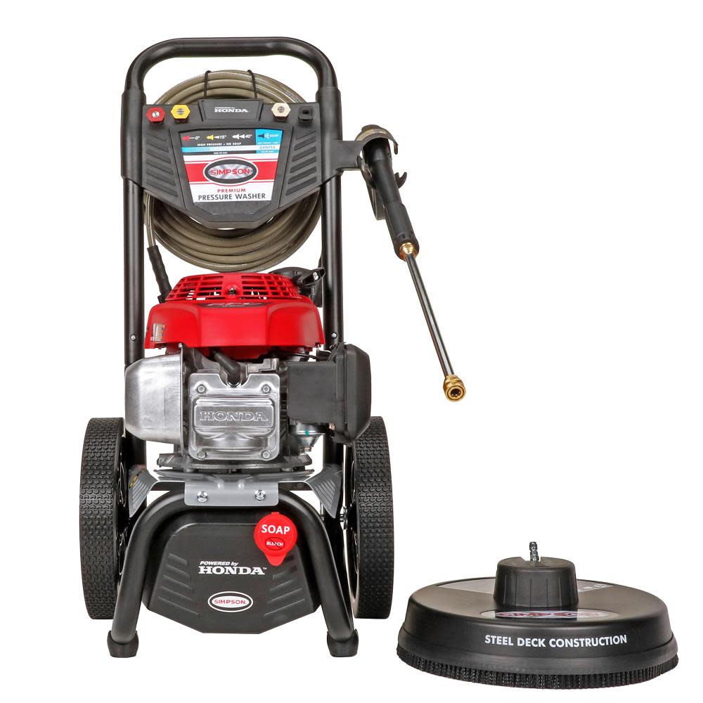 MegaShot 3000 PSI at 2.4 GPM HONDA GCV160 with OEM Technologies Axial Cam Pump Cold Water Premium Residential Gas Pressure Washer with 15 in. Surface Scrubber ;