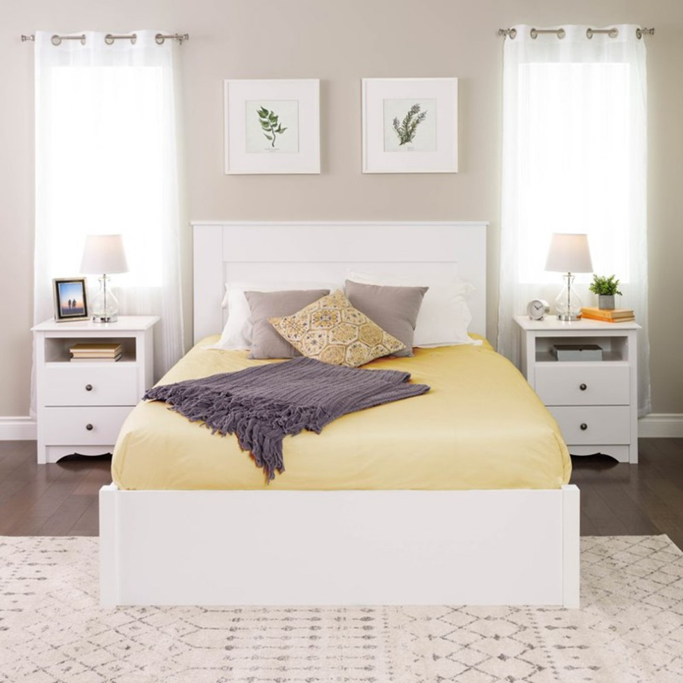 Pemberly Row Traditional Wood Queen Flat Panel Headboard in White   Transitional   Headboards   by Homesquare  Houzz