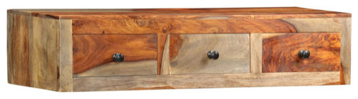 vidaXL Console Table Floating Side Table with Drawers Solid Sheesham Wood   Rustic   Console Tables   by vidaXL LLC  Houzz