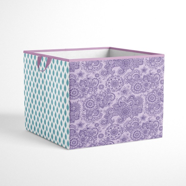 Bacati Isabella Paisley Aqua lilac purple Fabric Storage Box tote Large