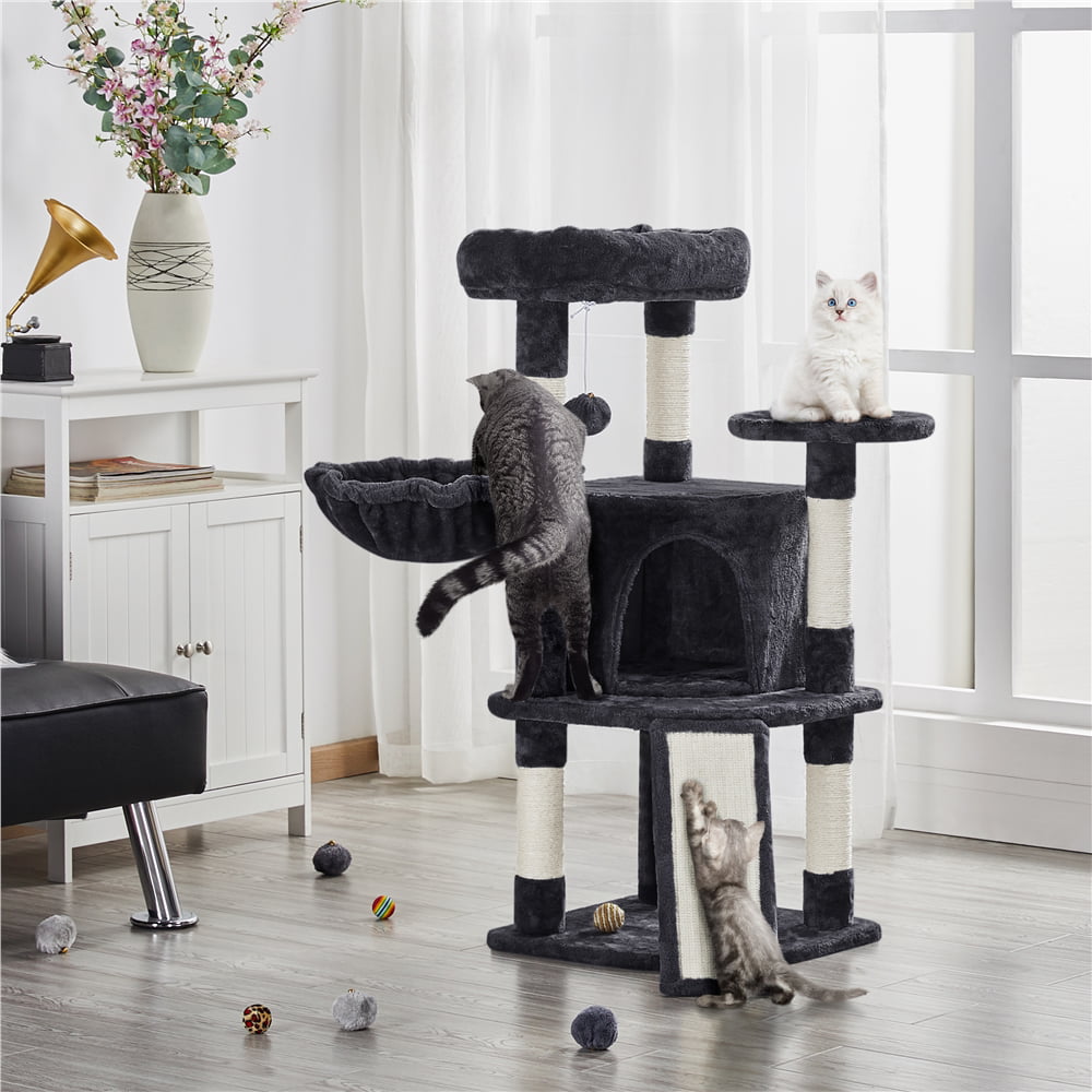 SmileMart 42"H Multilevel Cat Tree Tower with Condo and Perches, Black