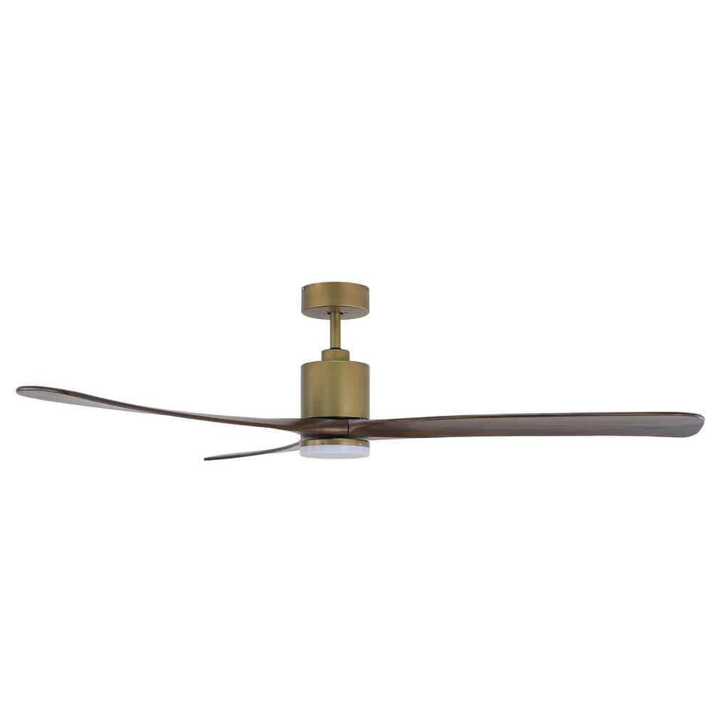 FORNO VOCE Curva 72 in Antique Gold Body and Black Walnut Wood Blade Voice Activated Smart Ceiling Fan