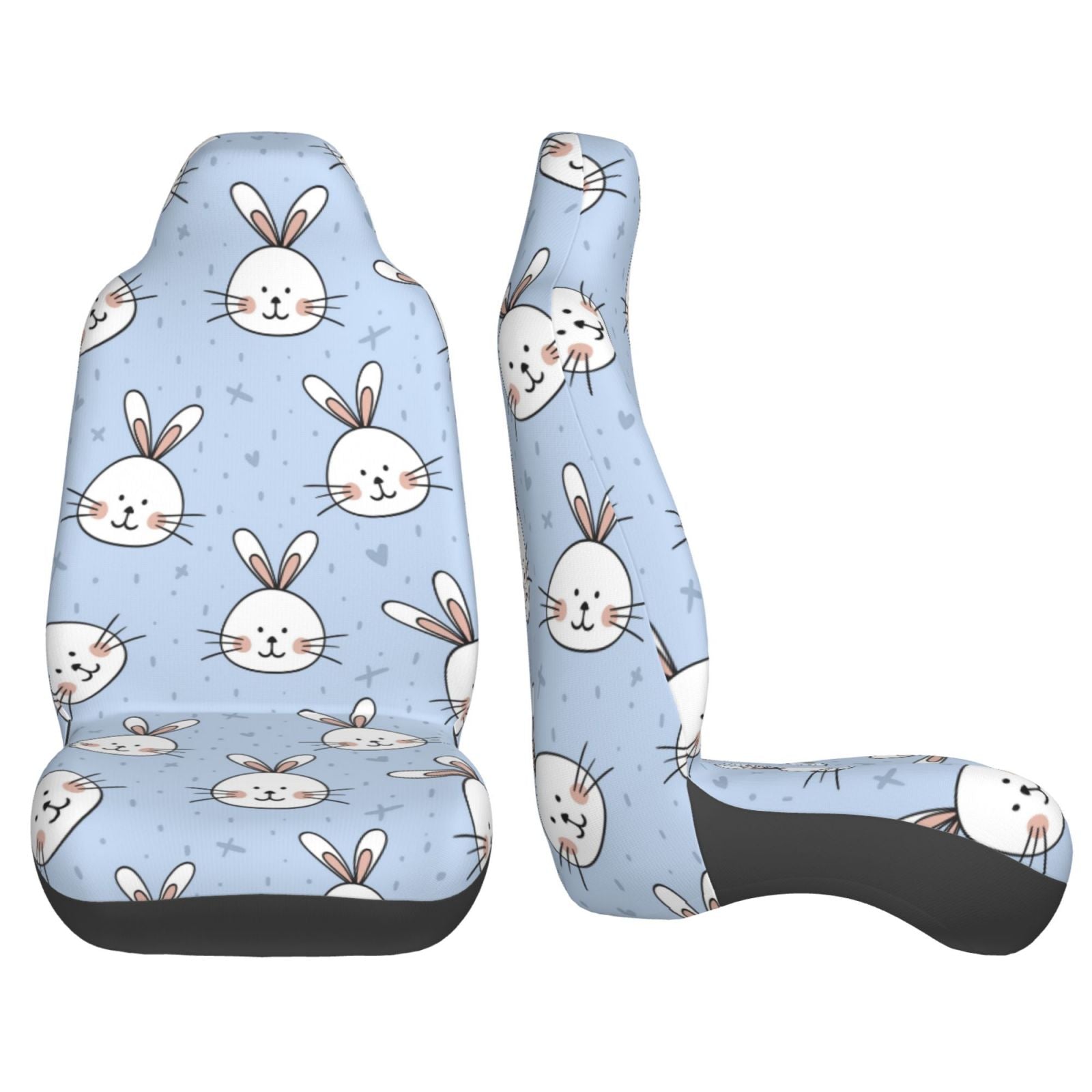 TEQUAN Front Seat Covers， Cute Rabbits Animal Pattern 2 Piece Car Seat Cover Fit Most Car SUV Truck Van