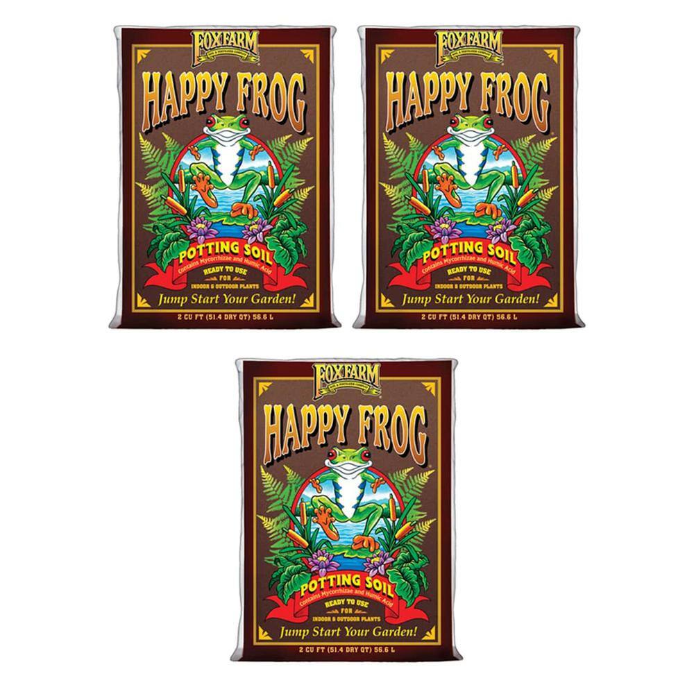 FOXFARM Happy Frog 2 cu. ft. pH Adjusted Garden Potting Soil Bag (3-Pack) 3 x FX14047