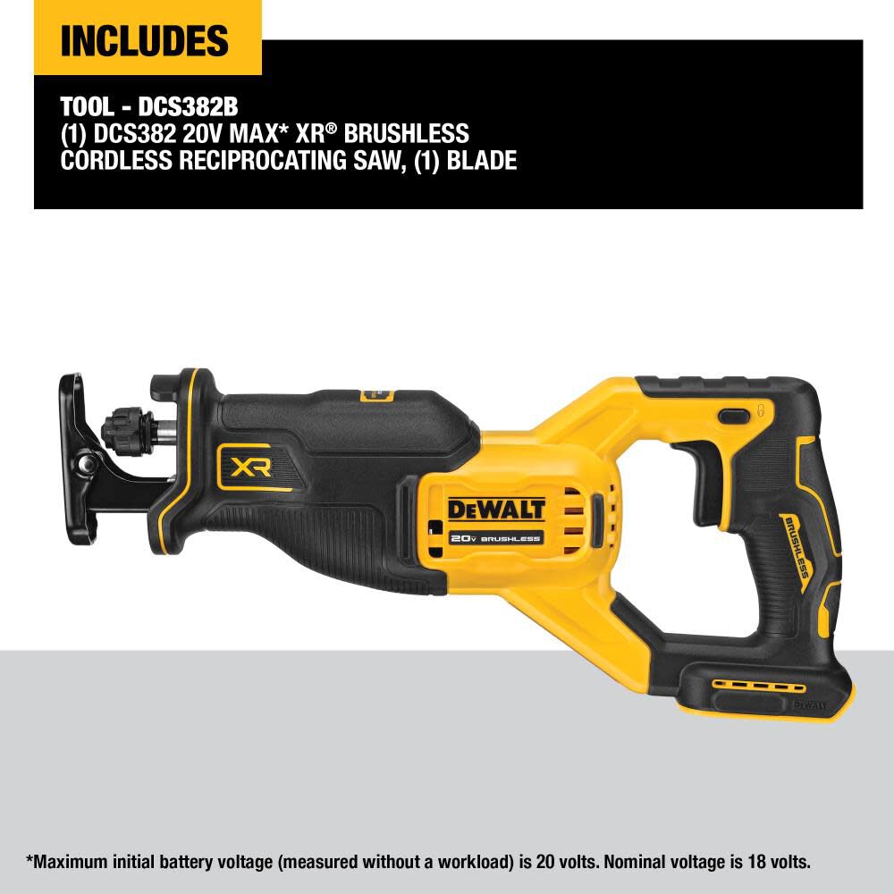 DW 20V MAX XR Reciprocating Saw Bare Tool BRUSHLESS DCS382B from DW