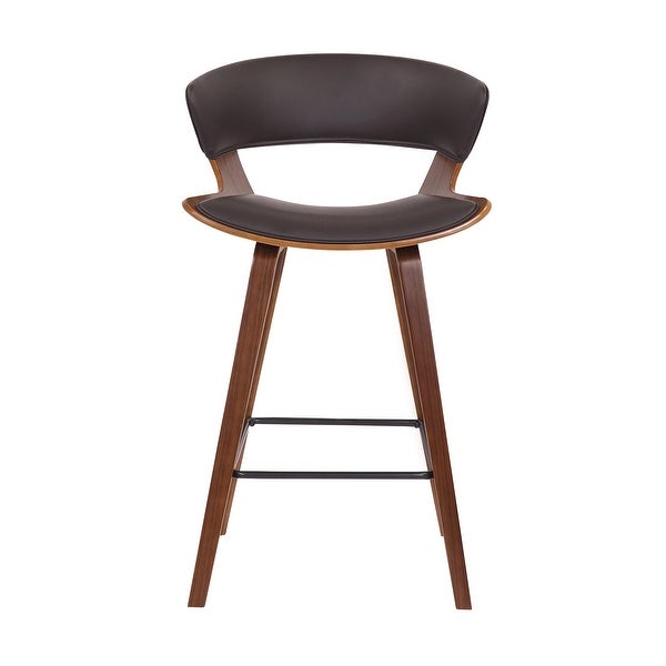 27 Inches Saddle Seat Leatherette Counter Stool， Brown