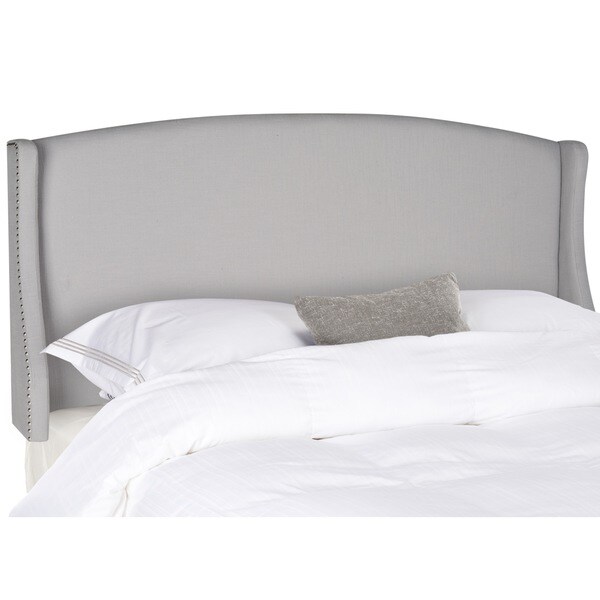 Safavieh Austin Light Grey Cotton Blend Upholstered Wingback Headboard (Queen) - - 9529824