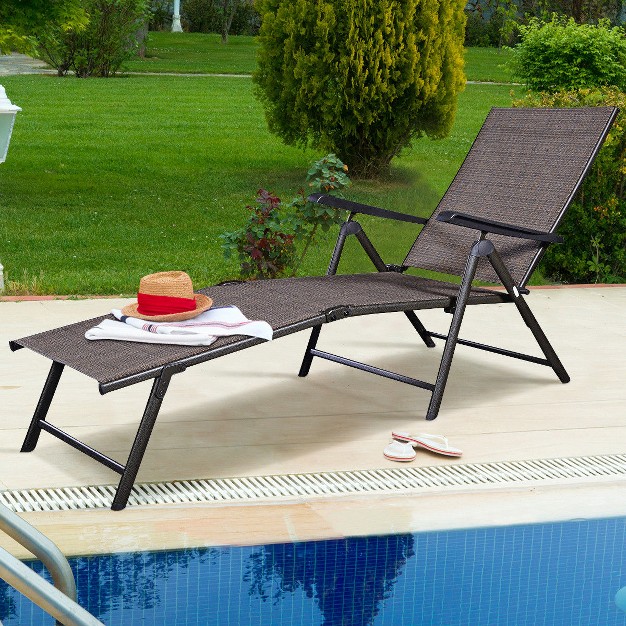 Costway Pool Chaise Lounge Chair Recliner Outdoor Patio Furniture Adjustable