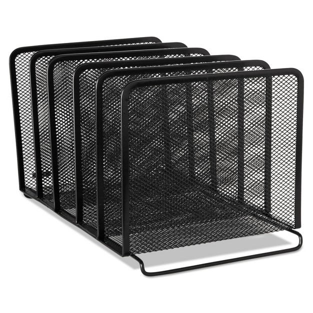 Rolodex Mesh Stacking Sorter Five Sections Metal 8 1 4 X 14 3 8 X 7 7 8 Black 22141