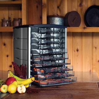 Weston 10-Tray Black and Silver Food Dehydrator with Temperature Display 28-1001-W