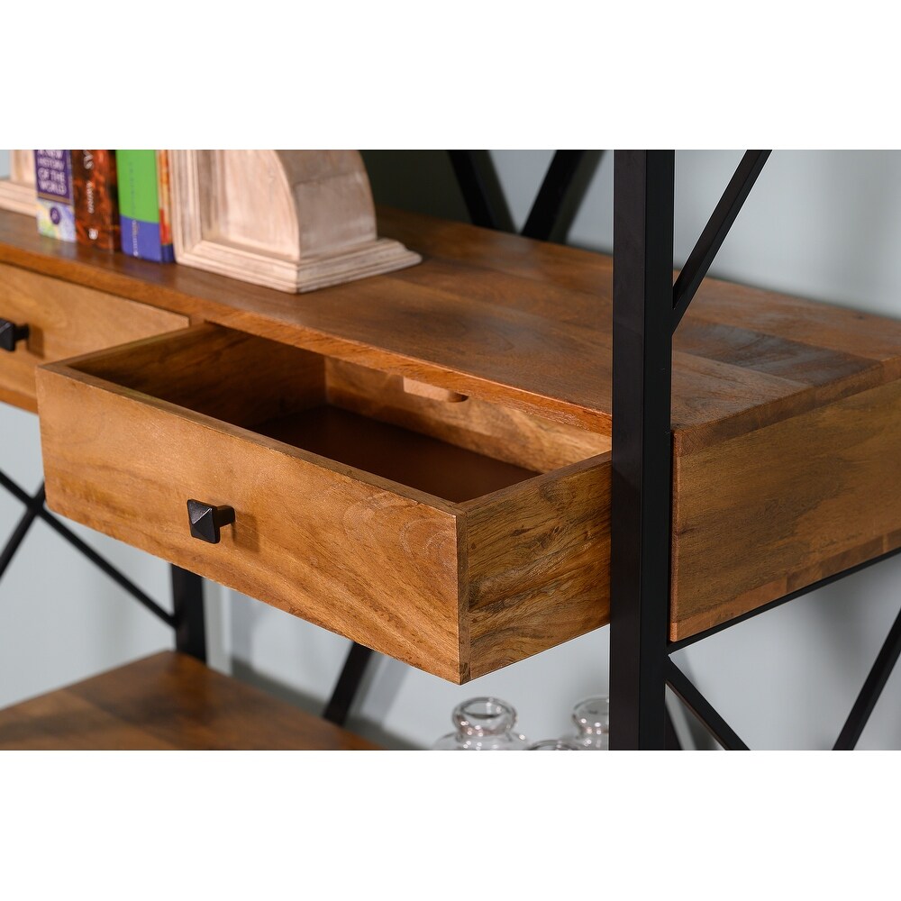 Dakota Wood Metal Tall Etagere Bookshelf