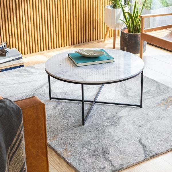 Nikkitae Round Marble Top and Metal Coffee Table - 16