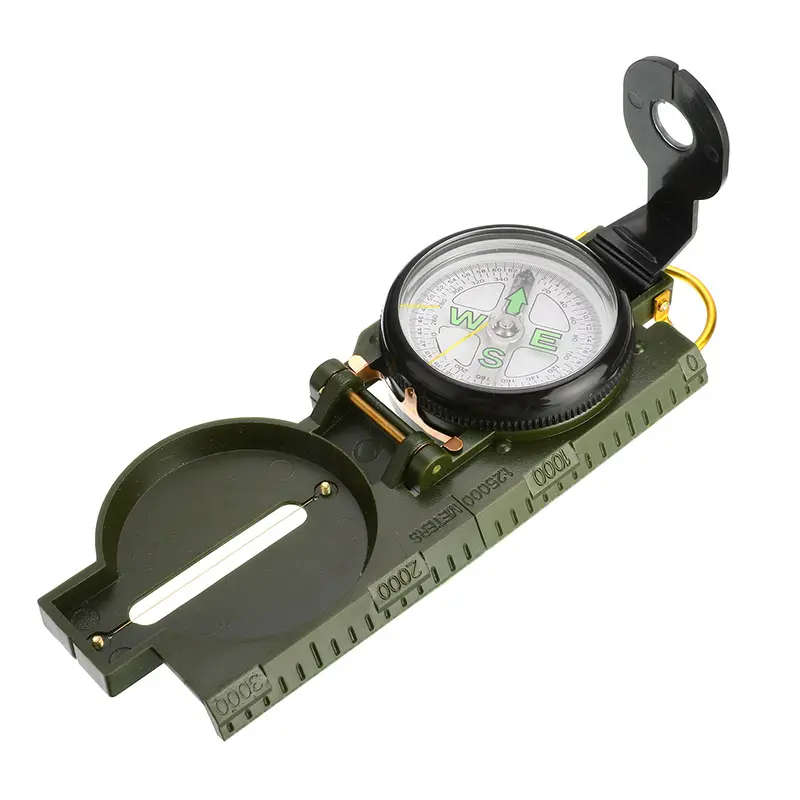 Plastic shell  Green portable compass Outdoor camping folding hiking compass tool