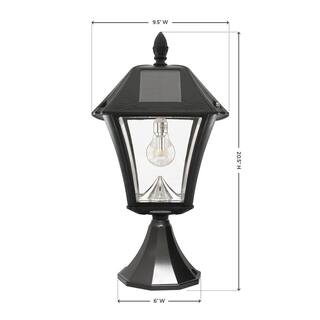 GAMA SONIC Baytown II Bulb 1-Light Black LED Outdoor Solar Post Light with Wall Sconce and Pier Base Mount Options GS-105B-FPW