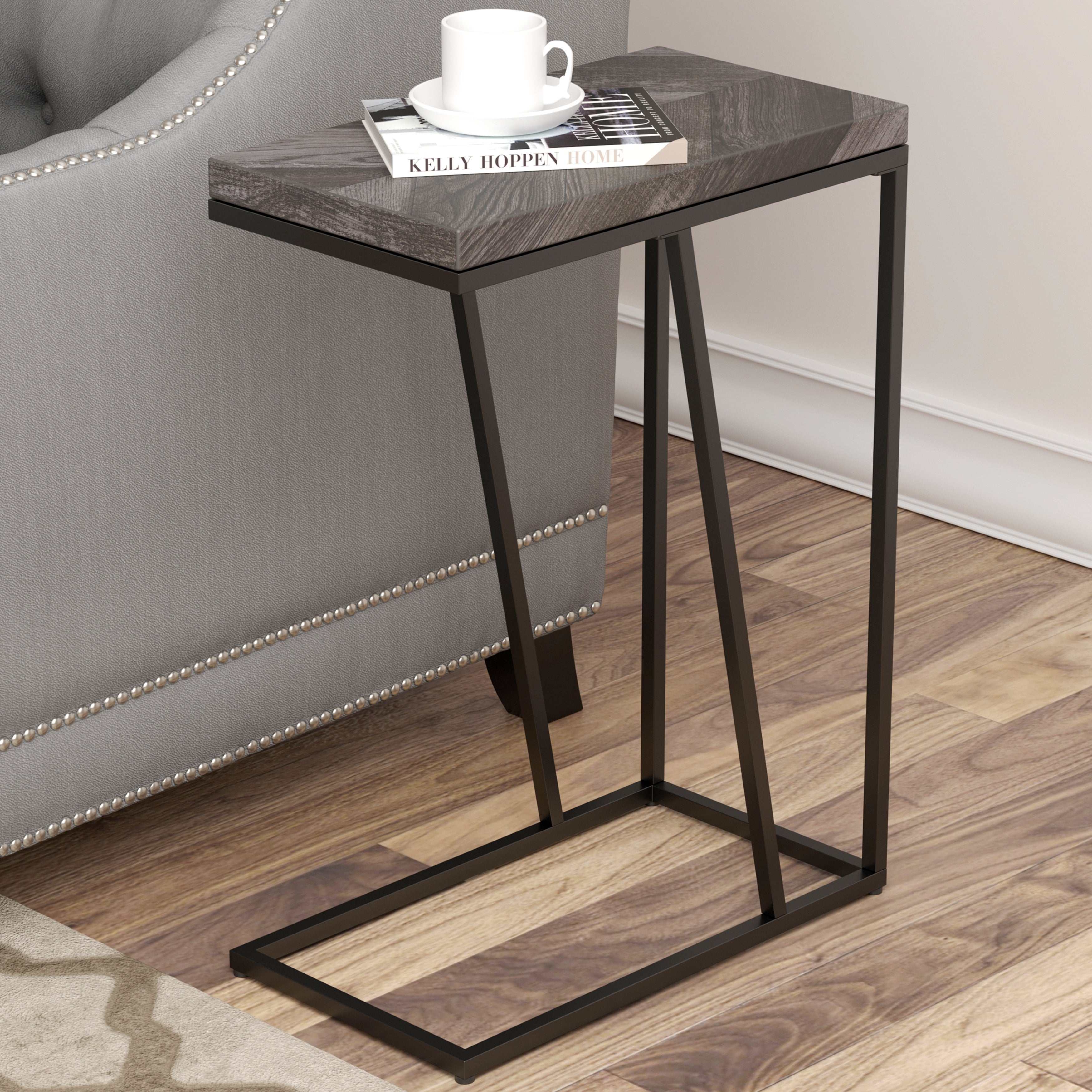 Contemporary Modern Design Rustic Grey Accent Snack Table