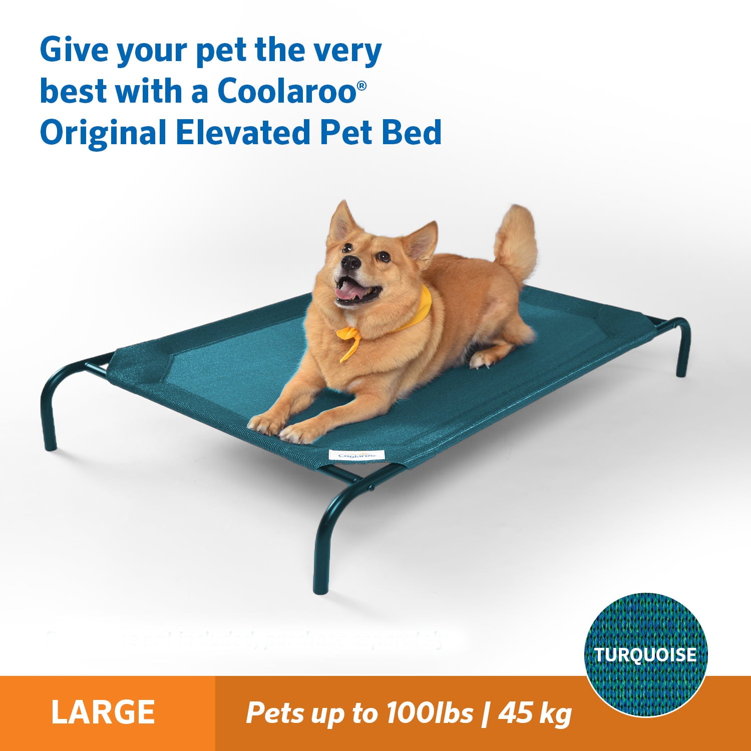 The Original Coolaroo Elevated Pet Dog Bed Replacement Cover, Large, Turquoise