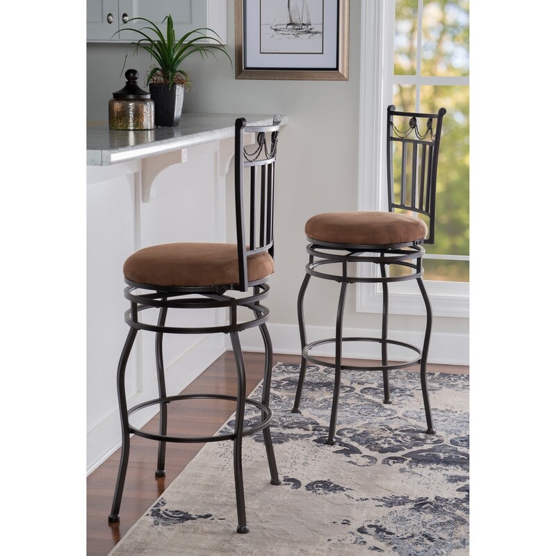 Copper Grove Olympia Brown Upholstered Powder coated Bar Stool