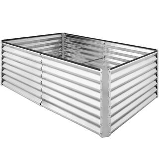 Best Choice Products 8 ft. x 4 ft. x 2 ft. Silver Outdoor Steel Raised Garden Bed Planter Box for Vegetables Flowers Herbs SKY6417