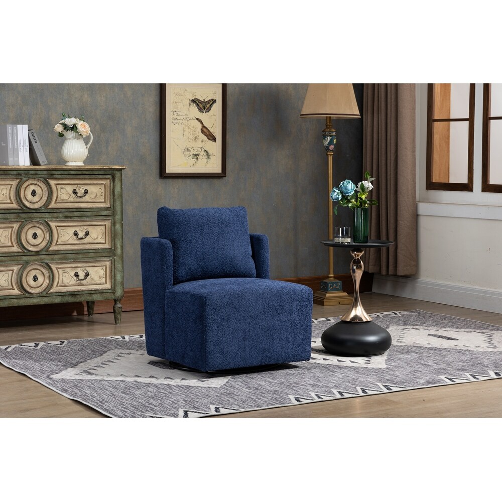 Chenille Upholstered 360 Degree Swivel Barrel Chair For Living Room Bedroom