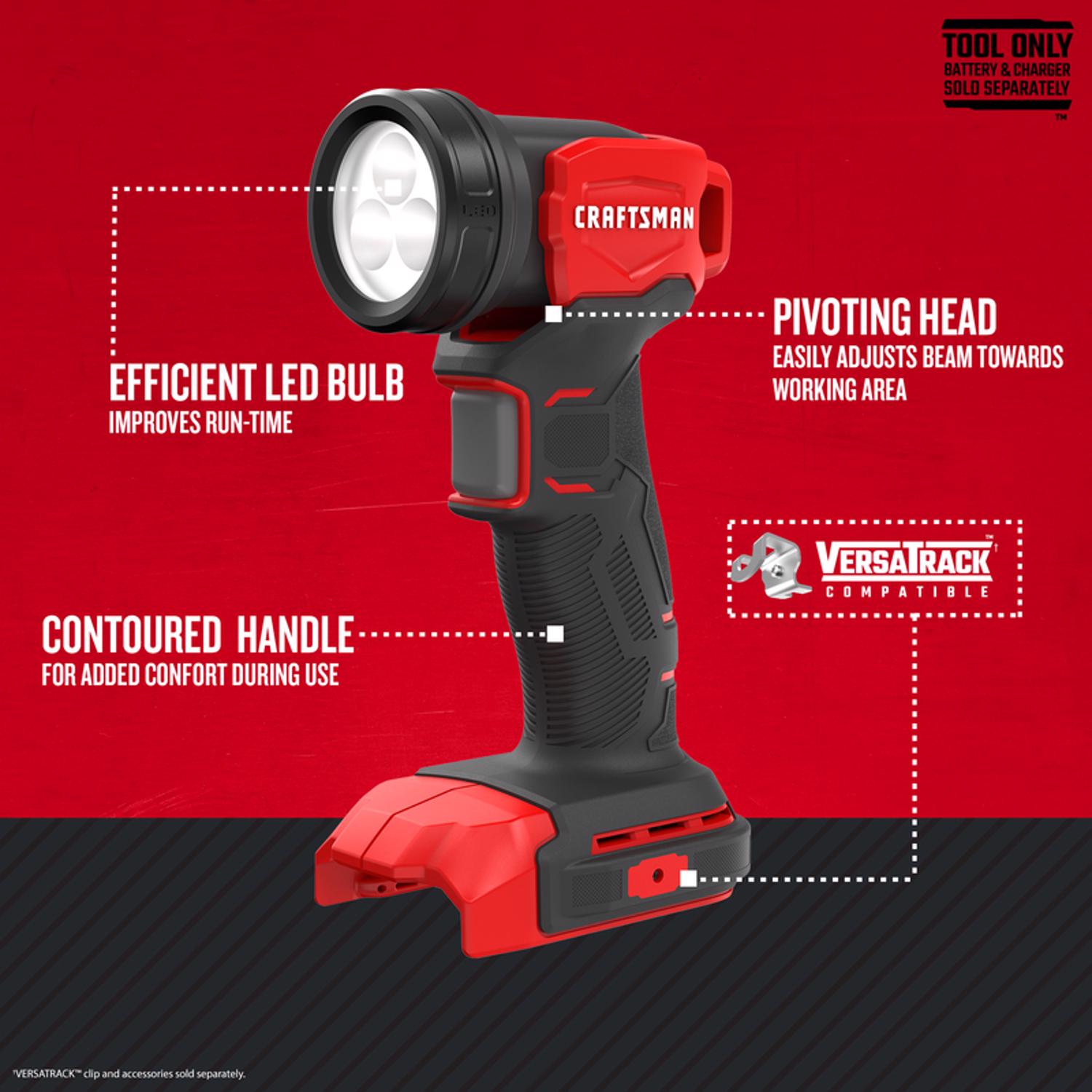 Craftsman V20 140 lm LED Battery Stand (H or Scissor) Work Light