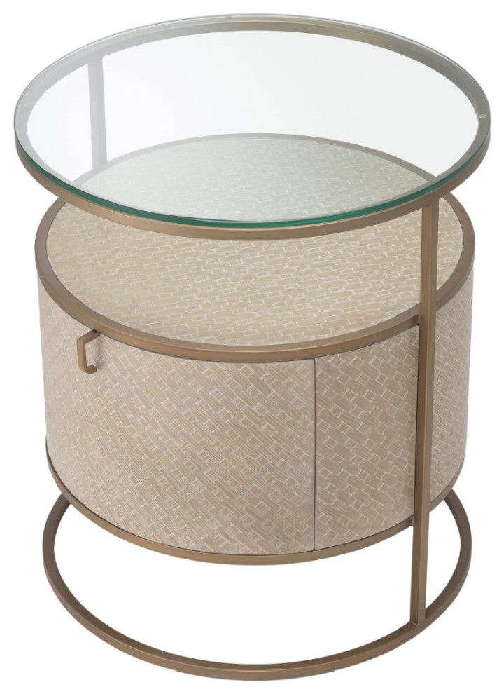 Round Woven Oak Bedside Table  Eichholtz Napa Valley   Contemporary   Side Tables And End Tables   by Oroa   Distinctive Furniture  Houzz