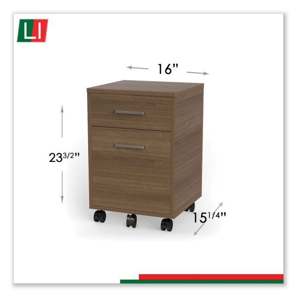 Linea Italia Urban Mobile File Pedestal， Left or Right， 2-Drawers: Box/File， Legal/A4， Natural Walnut， 16