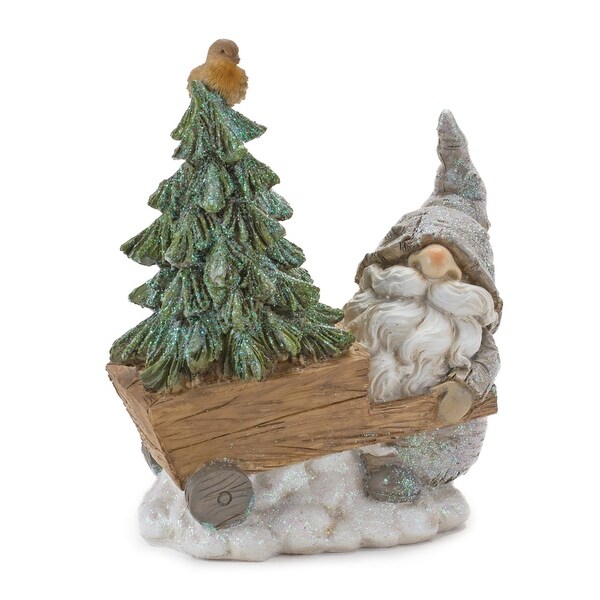 Pine Tree Trunk Gnome with Woodland Animals (Set of 2)