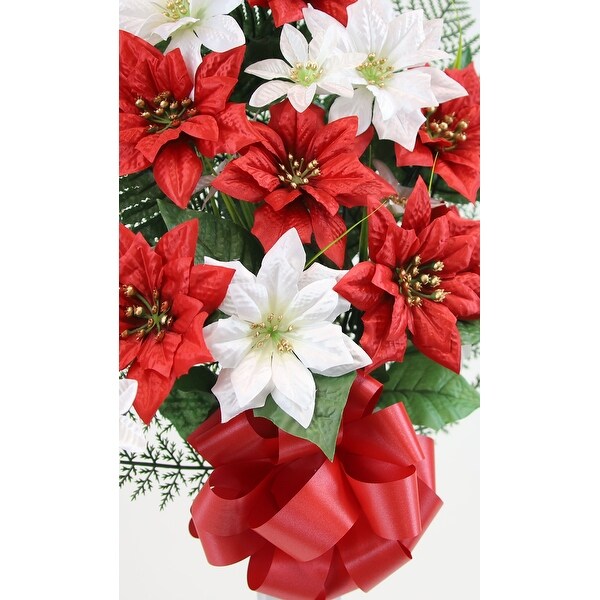 Memorial Christmas Poinsettia Cemetery Vase