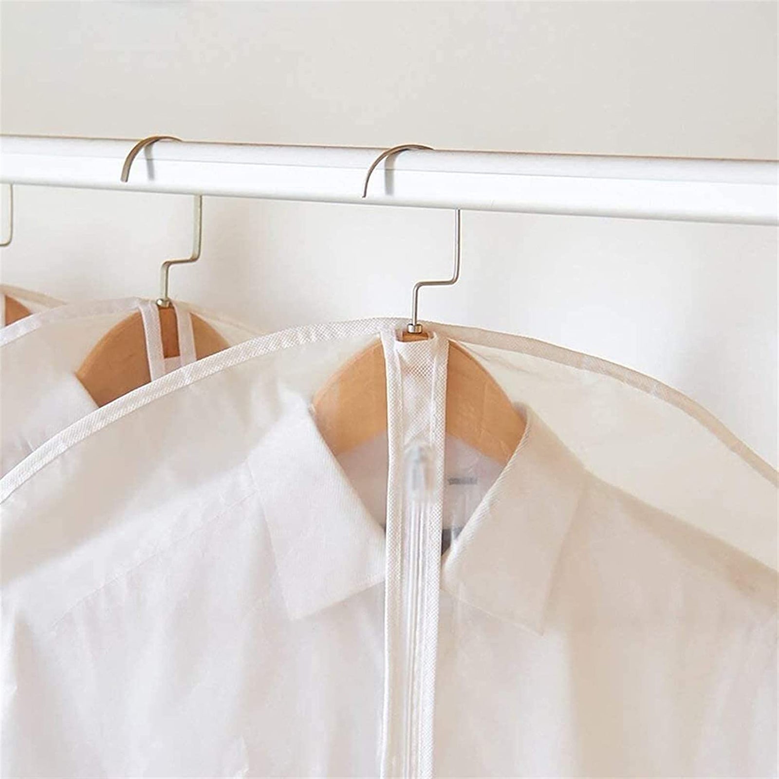 24X40-5pcs Hanging Garment Bag Lightweight Dust-Proof Suit Bags with Study Full Zipper for Closet Storage Clear Plastic Cover for Clothes Storage Suits Dress