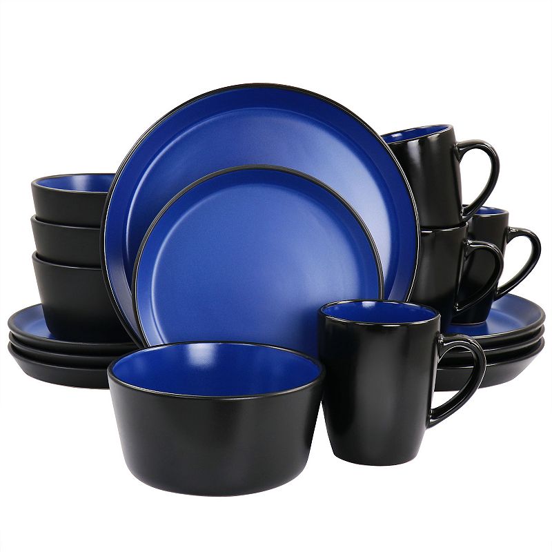 Gibson Home Laramie Blue Stoneware 16 Piece Dinnerware Set