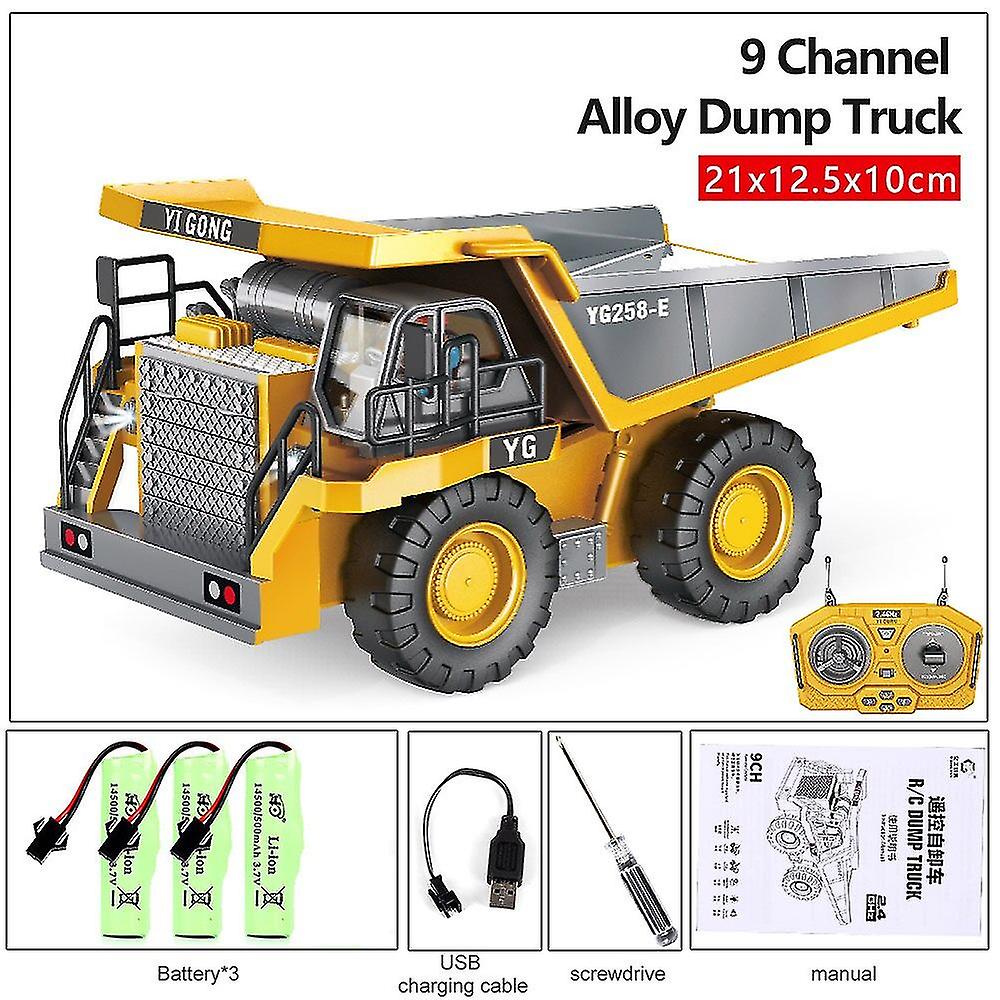 2.4g High Tech 11 Channels Rc Excavator Dump Trucks Bulldozer Alloy Plastic Engineering Vehicle Electronic Toys For Boy Gifts