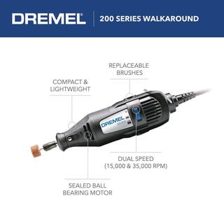 Dremel 200 Series 1.15 Amp Dual Speed Corded Rotary Tool Kit with 15 Accessories and 1 Attachment 200-115