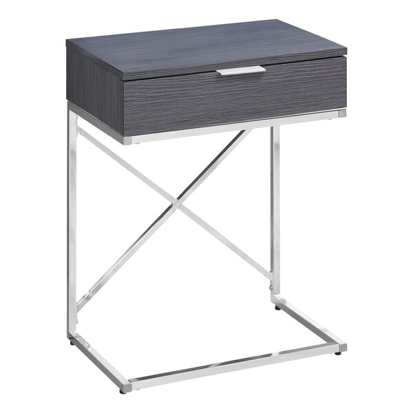 Accent Table， Side， End， Nightstand， Lamp， Storage Drawer， Living Room， Bedroom， Metal， Laminate， Chrome， Contemporary