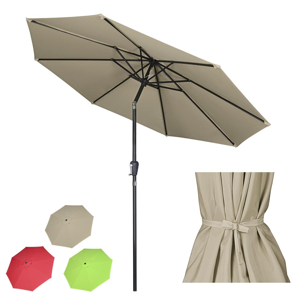 Yescom 9ft 8-Rib Patio Umbrella Tilt 220gsm Canopy UV50+