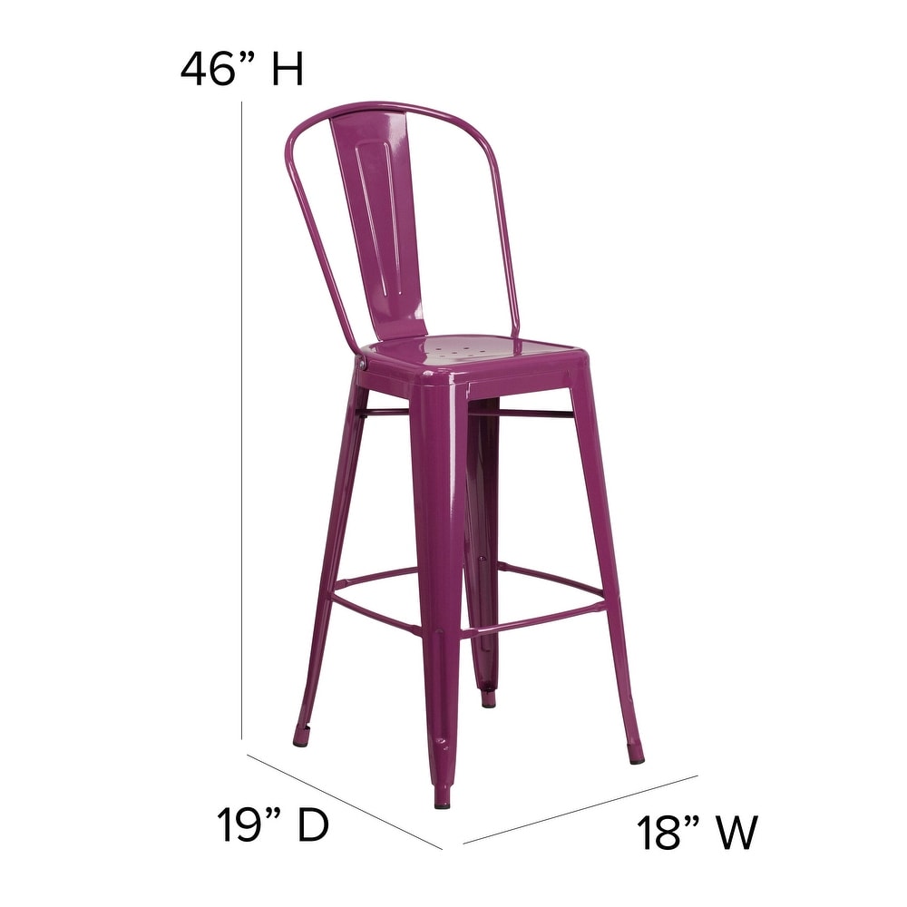 30'' High Metal Indoor Outdoor Barstool with Back   18\