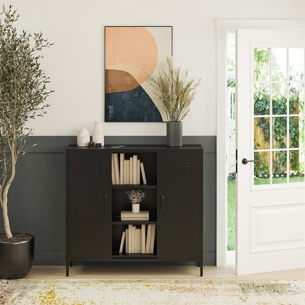 Systembuild Evolution Bonanza 2 Door Metal Locker Console Table w/ Storage