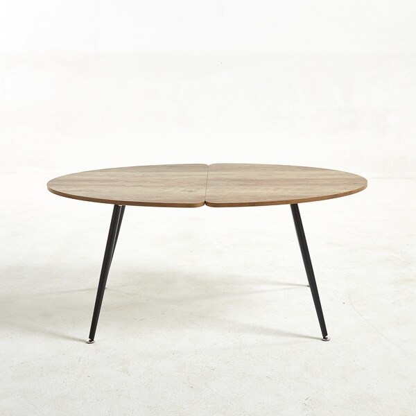 Brown Wood Oval Coffee Table