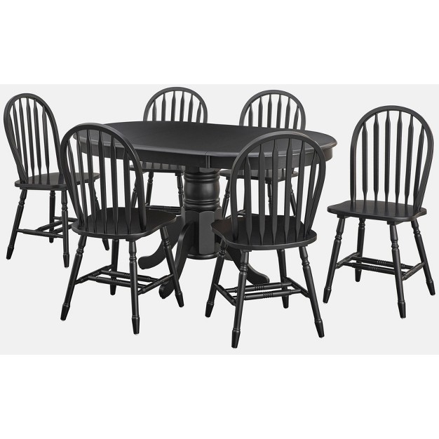 7pc Lancaster Dining Table Set Black Buylateral